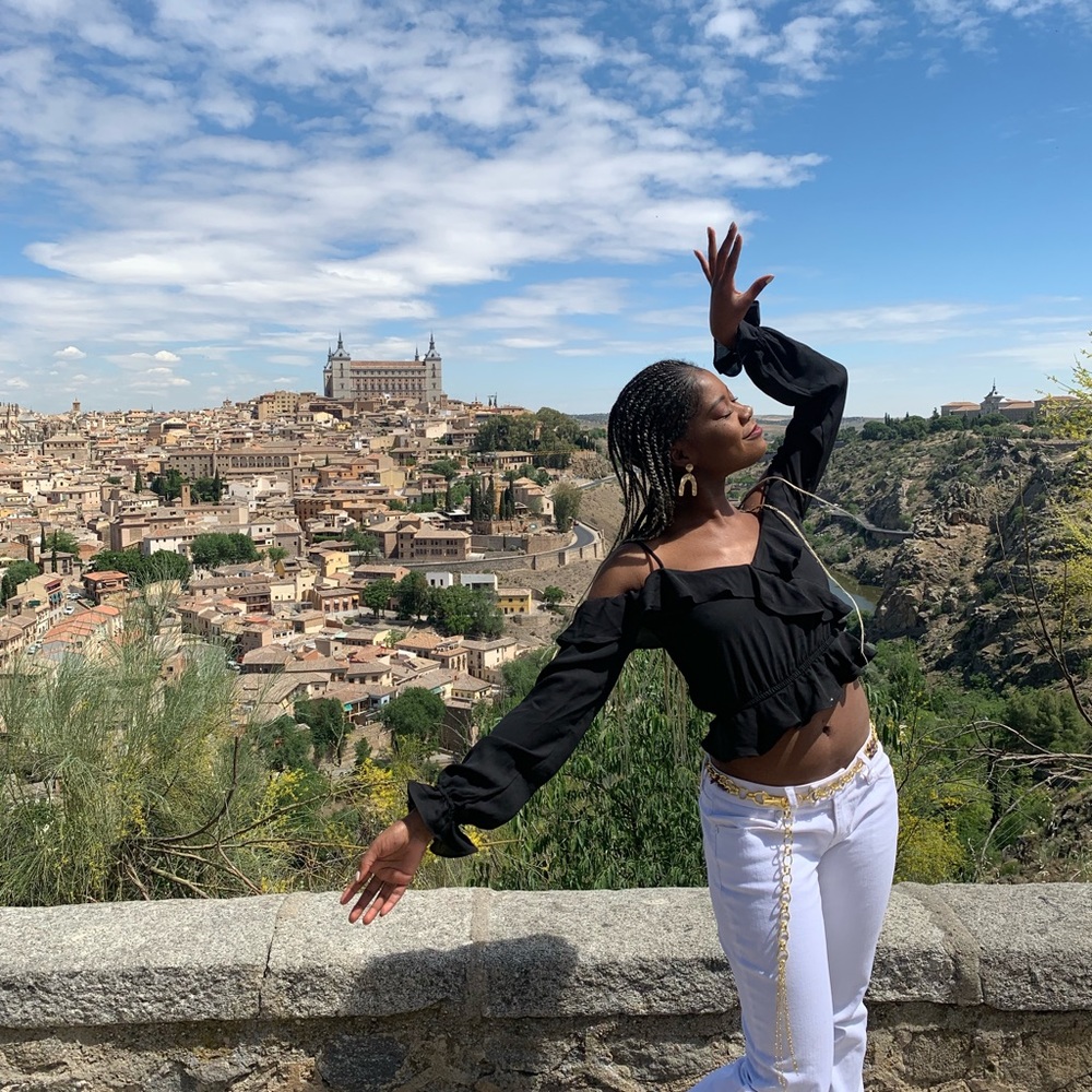 Black ruffle off the shoulder top